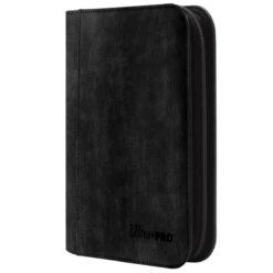 Ultra Pro Suede Collection: Premium 4-Pocket Zippered PRO-Binder -Card Game Accessories Shop 15424 4Pkt ZipAlbum Suede Jet Side