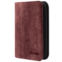 Ultra Pro Suede Collection: Premium 4-Pocket Zippered PRO-Binder -Card Game Accessories Shop 15425 4Pkt ZipAlbum Suede Ruby Side