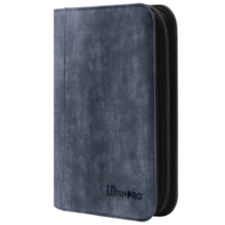Ultra Pro Suede Collection: Premium 4-Pocket Zippered PRO-Binder -Card Game Accessories Shop 15426 4Pkt ZipAlbum Suede Sapphire Side