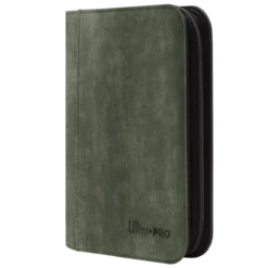 Ultra Pro Suede Collection: Premium 4-Pocket Zippered PRO-Binder -Card Game Accessories Shop 15487 4Pkt ZipAlbum Suede Emerald Side