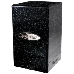 Ultra Pro Glitter Satin Tower Deck Box -Card Game Accessories Shop 15889 SatinTower Black Angle