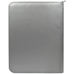Ultra PRO 9-Pocket Zippered PRO-Binder: Silver Made With Fire Resistant Materials -Card Game Accessories Shop 15945 9Pkt ZipPB FireResist Back