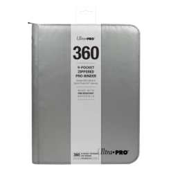 Ultra PRO 9-Pocket Zippered PRO-Binder: Silver Made With Fire Resistant Materials -Card Game Accessories Shop 15945 9Pkt ZipPB FireResist Front wPkg