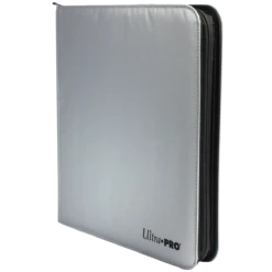 Ultra PRO 12-Pocket Zippered PRO-Binder: Silver Made With Fire Resistant Materials -Card Game Accessories Shop 15946 12Pkt ZipPB FireResist Angle