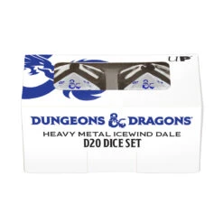 Ultra Pro Heavy Metal Icewind D20 Dice Set (2ct) For Dungeons & Dragons -Card Game Accessories Shop 18354 Pkg D D D20 White Blue Front 2