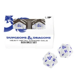 Ultra Pro Heavy Metal Icewind D20 Dice Set (2ct) For Dungeons & Dragons -Card Game Accessories Shop 18354 Pkg Dice D D D20 White Blue Front 2