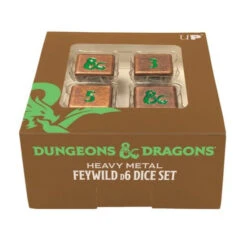 Ultra Pro Heavy Metal Feywild Copper And Green D6 Dice Set (4ct) For Dungeons & Dragons -Card Game Accessories Shop 18783 Display D D HeavyMetal 4D6 Dice Set Feywild TopFront